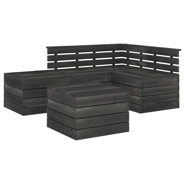 vidaXL Salon palette de jardin 5 Pièces Bois de pin massif Gris foncé