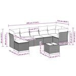 vidaXL Salon de jardin 8 Pièces avec coussins gris clair résine tressée