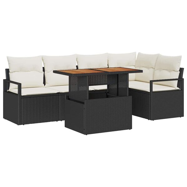 vidaXL Ensemble de salle à manger pour jardin 6 Pièces Noir et Crème