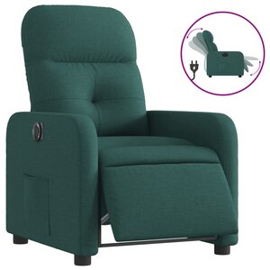 vidaXL Fauteuil inclinable électrique Vert foncé Tissu