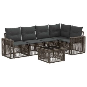 vidaXL Ensemble de canapé de jardin 6 pc Gris et Gris foncé polyrotin