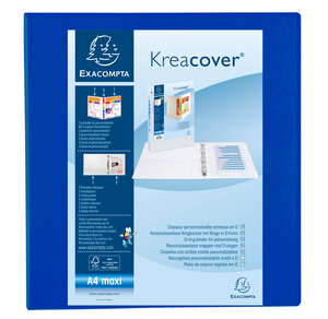 Classeur personnalisable Kreacover A4 Maxi 4 Ax Diam 60mm Dos 86 mm Bleu x 10 EXACOMPTA