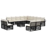 vidaXL Ensemble de canapé de jardin 14 pc Noir polyrotin