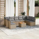 vidaXL Salon de jardin avec coussins 10 Pièces beige résine tressée