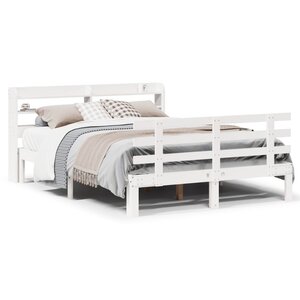 vidaXL Cadre de lit avec tête de lit sans matelas blanc 120x190 cm