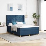 vidaXL Lit à ressorts avec matelas Bleu 140 x 200 cm tissu