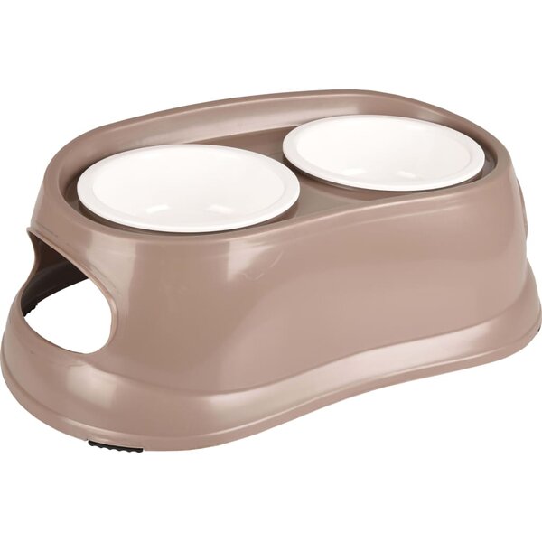 FLAMINGO Bol à nourriture Mangi Taupe 2x1000 ml