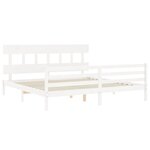 vidaXL Cadre de lit avec tête de lit blanc Super King Size bois massif