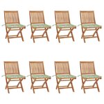 vidaXL Chaises pliables de jardin avec coussins 8 Pièces Teck solide