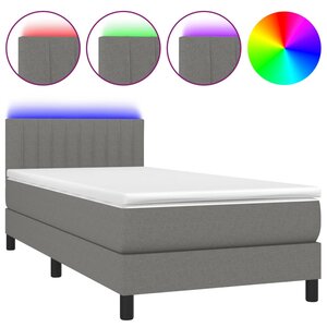 vidaXL Sommier à lattes de lit avec matelas et LED Gris foncé 90x200cm