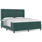 vidaXL Lit à ressorts avec tête de lit Vert foncé 180 x 200 cm Velours