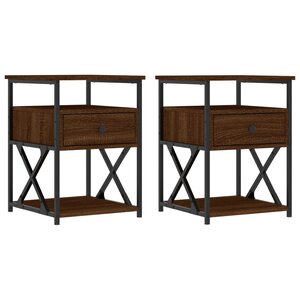 vidaXL Tables de chevet 2Pièces chêne marron 40x42x55cm bois d'ingénierie