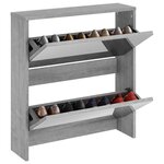 vidaXL Armoire à chaussures miroir 2 niveaux Sonoma gris 63x17x67 cm