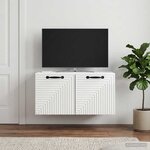vidaXL Meuble TV mural Montage mural Blanc brillant 59 5 x 41 x 30 cm
