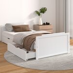 vidaXL Cadre de lit avec tiroirs Blanc Bois de pin massif 90x200 cm