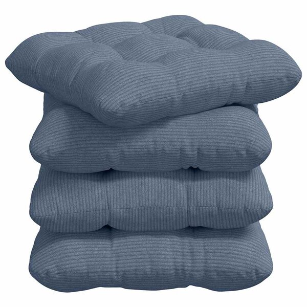 vidaXL Coussins de siège 4 Pièces Bleu 40 x 40 cm Tissu en velours côtelé