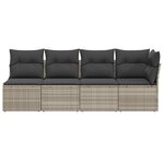 vidaXL Canapé de jardin et coussins 4 places gris clair résine tressée