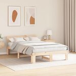 vidaXL Cadre de lit Marron 135 x 190 cm Bois de pin massif