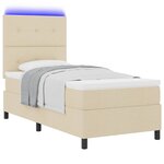 vidaXL Lit à ressorts avec matelas avec LED Crème 80 x 200 cm tissu