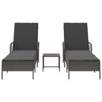 vidaXL Chaise longue avec coussin 2 Pièces Gris 35 x 35 x 32cm polyrotin