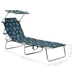 vidaXL Chaise longue pliable avec auvent acier motif de feuilles