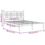 vidaXL Cadre de lit métal sans matelas avec tête de lit noir 140x190cm