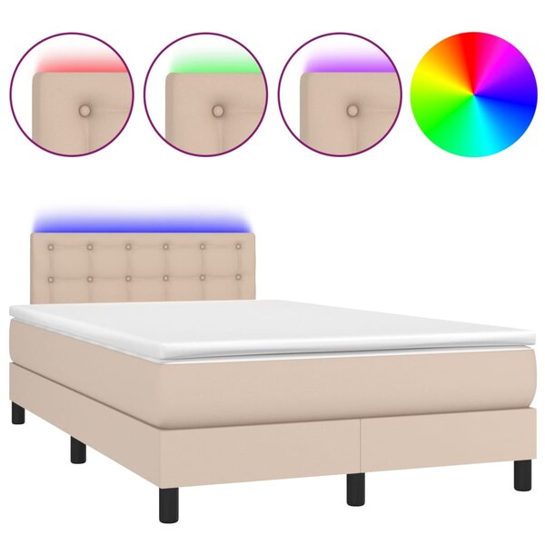 vidaXL Sommier à lattes de lit avec matelas LED Cappuccino 120x200 cm