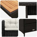vidaXL Ensemble de repas extérieur 5 pc Noir et blanc crème