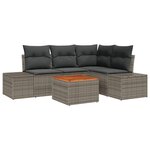 vidaXL Ensemble Canapé de Jardin 5 pièces avec coussins Gris Poly Rattan Acacia