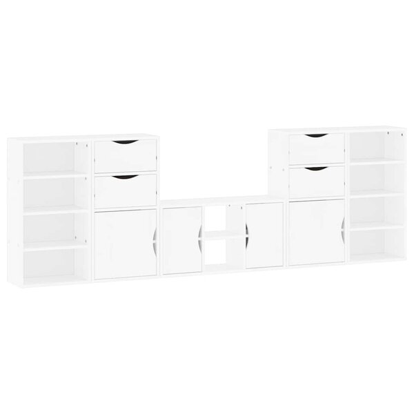 vidaXL Meubles TV 5 Pièces avec rangement ODDA blanc bois de pin massif