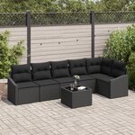 vidaXL Ensemble de canapé de jardin 7 pièces avec coussins beiges en rotin synthétique