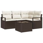 vidaXL Ensemble de canapé de jardin avec coussin 5 Pièces Marron  Crème