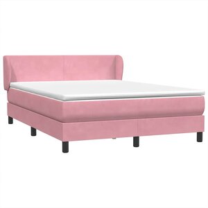 vidaXL Sommier à lattes de lit avec matelas rose 160x210 cm velours