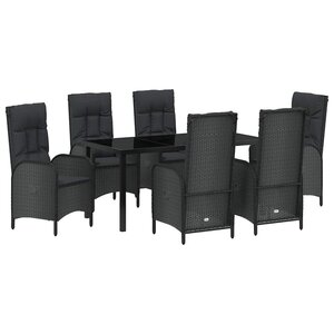 vidaXL Ensemble de salle à manger pour jardin 7 Pièces Noir polyrotin