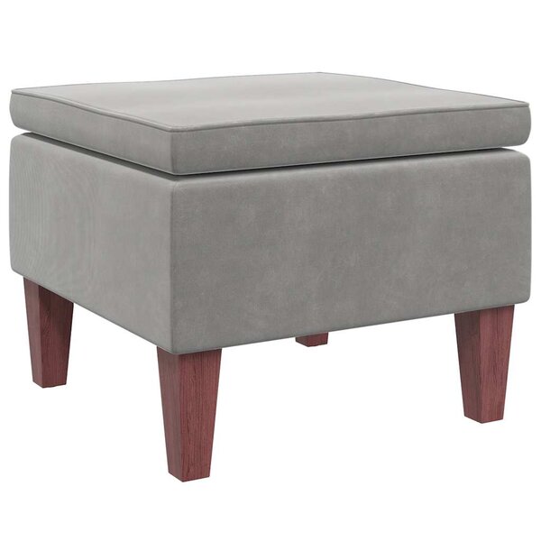 vidaXL Tabouret avec pieds en bois Gris clair Velours