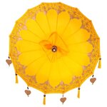 vidaXL Parasol avec Base Jaune et Marron 250 cm Coton et bois