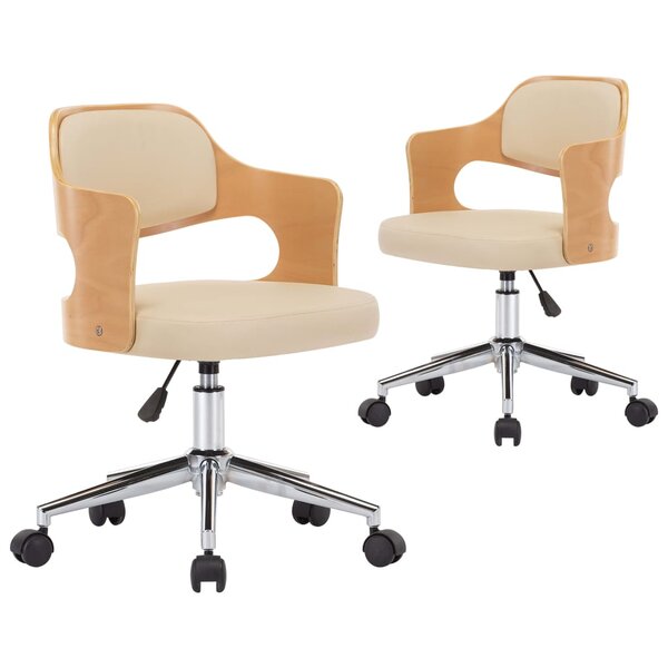 vidaXL Chaises pivotantes à manger lot de 2 bois courbé et similicuir