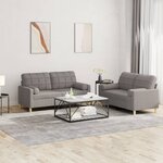 vidaXL Ensemble de canapés 2 Pièces avec coussins taupe tissu