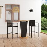 vidaXL Ensemble de bar de jardin 3 Pièces Noir