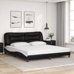 vidaXL Cadre de lit sans matelas Hvar noir et blanc 180x200 cm similicuir