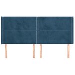 vidaXL Tête de lit avec oreilles Bleu foncé 163x16x118/128 cm Velours