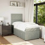 vidaXL Sommier à lattes de lit et matelas Gris clair 100x200cm Velours