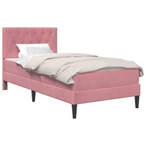 vidaXL Cadre de lit avec matelas Rose 90 x 200 cm Velours