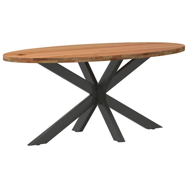 vidaXL Table à manger marron clair bois de chêne massif ovale