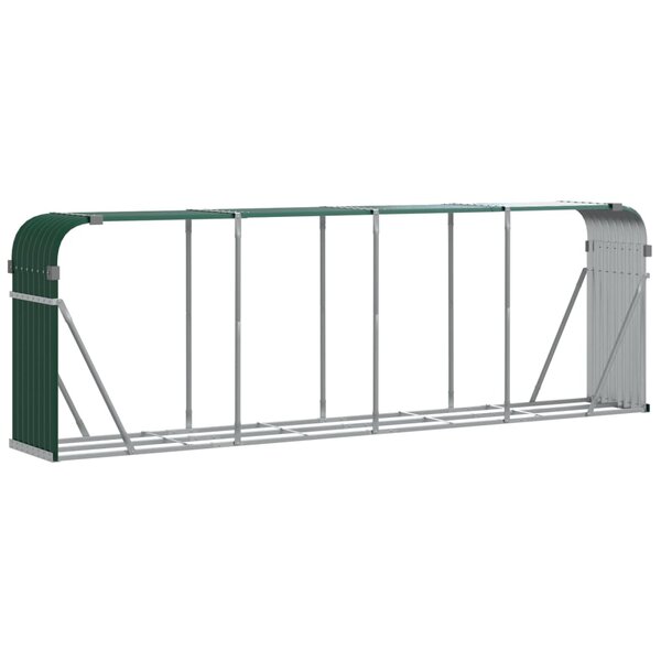 vidaXL Porte-bûches Vert 300x45x100 cm Acier galvanisé