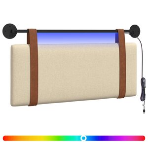 vidaXL Tête de lit suspendue Avec lumière LED Crème PU antique