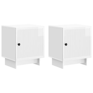 vidaXL Cabinet de chevet 2 Pièces Blanc brillant 43 x 34 5 x 50 cm