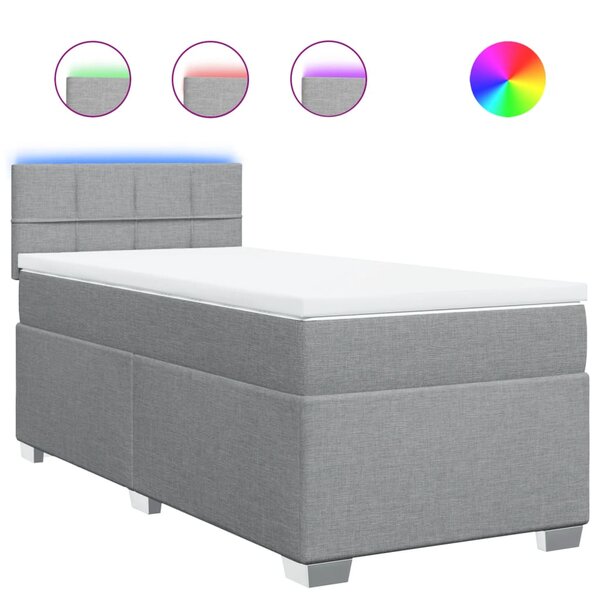 vidaXL Sommier à lattes de lit et matelas Gris clair 90x190 cm Tissu