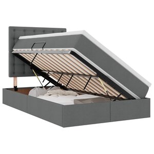 vidaXL Lit de rangement LED avec matelas Gris foncé 120 x 200 cm Tissu