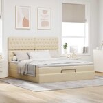 VidaXL Cadre de lit ottoman avec matelas crème 160x200 cm tissu